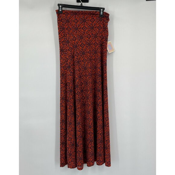 LuLaRoe Womens Maxi Skirt XS Red Geometric Casual Wheel Lightweight Knit New - Picture 3 of 10